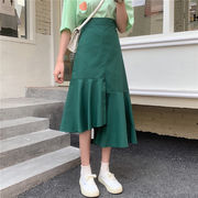 大きいサイズ  不規則  スカート  女  フィッシュスカート  やせて見える  a字スカート