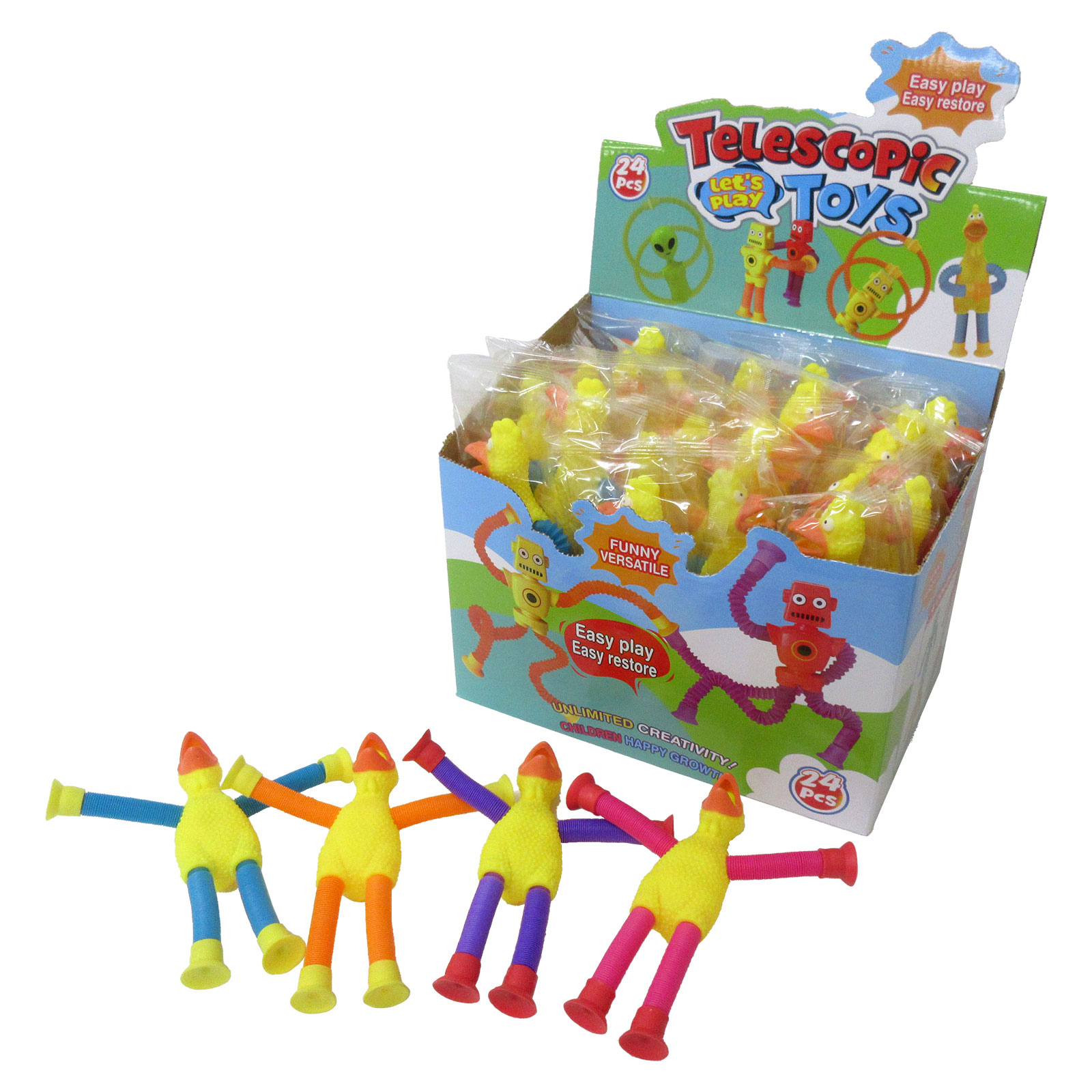 ＜おもしろバラエティ玩具＞叫ぶ！のびるんだ～びっくりチキン　4色アソート　No.206-104