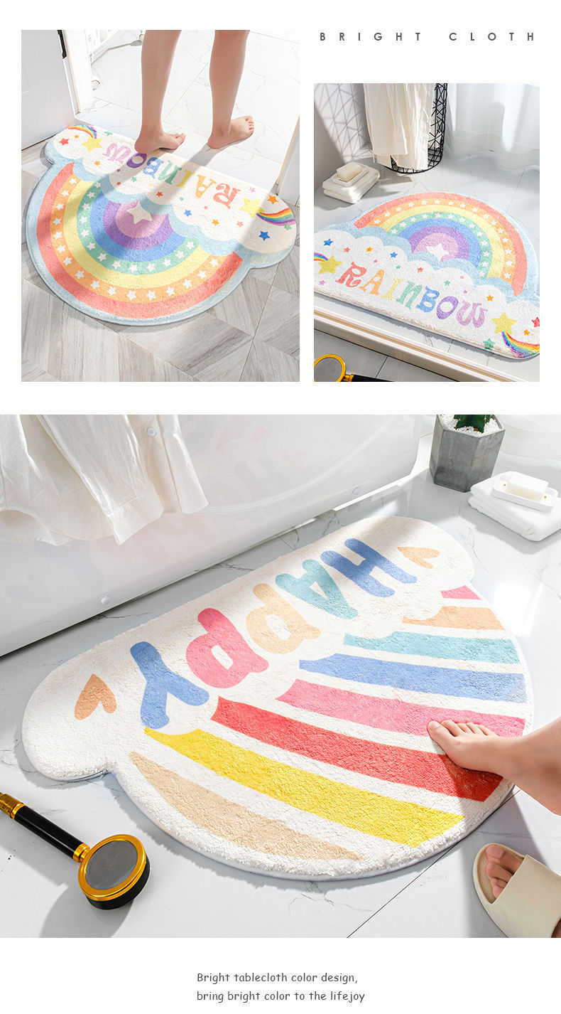 北欧 玄関マット 浴室マット 半円型 ラグ カーペット 洗面台 可愛い