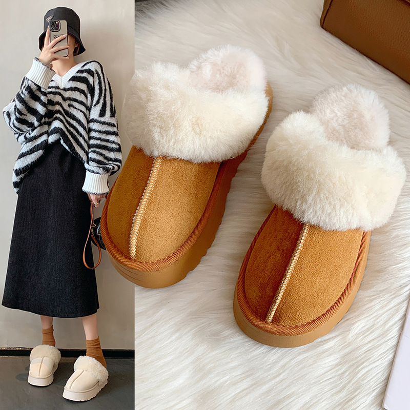 【大人可愛く履きやすい♪】CHANEL★ムートン スリッポン 厚底ムートンスリッポン デザイン レディース 韓国ファッション