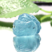 彫り物　アクアマリン　ライオンヘッド　ブラジル産　風水　生命　幸福　富　パワーストーン　天然石
