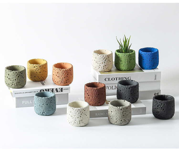屋内植物用 溶岩石スタイル 植木鉢 排水穴付き 多肉植物鉢植えおしゃれ