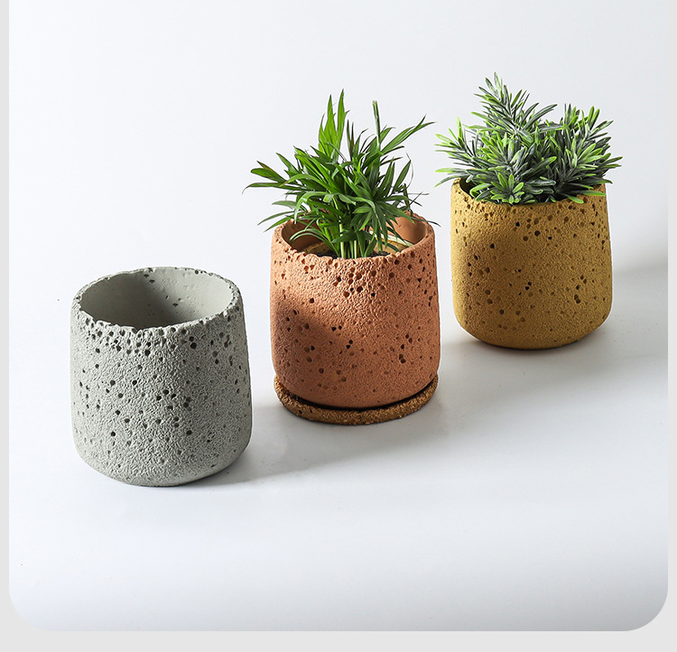 屋内植物用 溶岩石スタイル 植木鉢 排水穴付き 多肉植物鉢植えおしゃれ