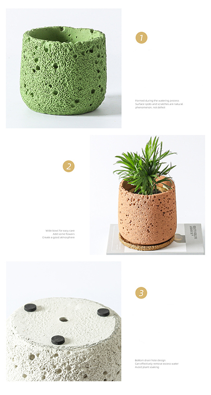 屋内植物用 溶岩石スタイル 植木鉢 排水穴付き 多肉植物鉢植えおしゃれ