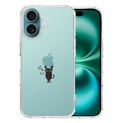 iPhone16 側面ソフト 背面ハード ハイブリッド クリア ケース 猫 ネコ Appleは重い？ 黒猫