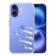 iPhone16 側面ソフト 背面ハード ハイブリッド クリア ケース シェル ブルーインパルス 6機編隊