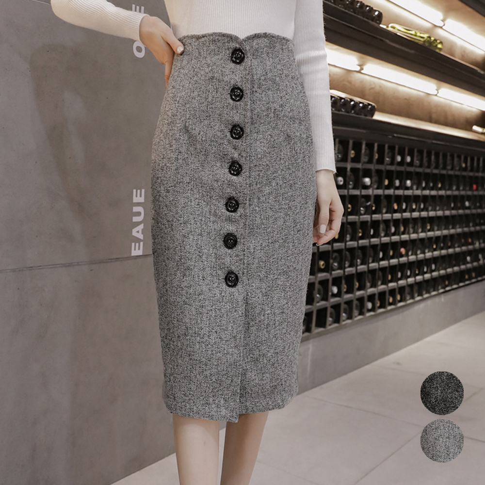 【日本倉庫即納】 ツイード調スカート 秋冬ペンシルスカート