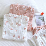 パジャマ マタニティールームウェア レディース 春夏秋 長袖パジャマ前開き  薄手綿 2色