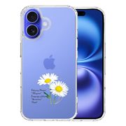 iPhone16 側面ソフト 背面ハード ハイブリッド クリア ケース 一輪花 2月 マーガレット