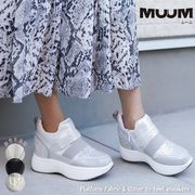 【2025年梅春/再入荷】MUUM ミドルカットダッドスニーカー 厚底 グリッター ツイード ジップ ベルクロ 3e