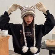 キャップ 小顔効果  帽子 ニット帽   毛糸  防寒