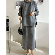 ニットセットアップ レディース 秋冬  長袖 ニットトップス セットアップ 2点セット オシャレ 大人可愛い