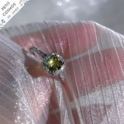 スクエアダイヤ シルバーリング 指輪 調整可能 アクセサリー おしゃれ  上品 韓国風