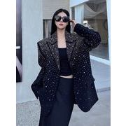 トップス アウター ジャケット ブレザー ショルダーパット スパンコール レディース