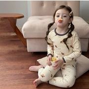 2024秋冬新作 子供服 部屋着 花柄 パジャマ 韓国風子供服 レギンス & インナーシャツ 2点セット 男女兼用