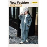★2024秋冬子供服★おしゃれ デニム セットアップ 韓国風子供服 ジーンズ & コート 2点セット 防寒 温かい