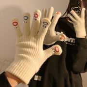 手袋 グローブ ５本指 スマホ対応 指出し ニット 毛糸 レディース