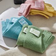 手袋 グローブ ５本指 毛糸 ニット 厚手 スマホタッチ レディース