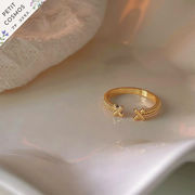 クロス バッテン ゴールドリング 指輪 調整可能 アクセサリー おしゃれ  上品 韓国風