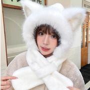 キャップ 小顔効果  帽子  猫耳 ネックウォーマー 裏起毛