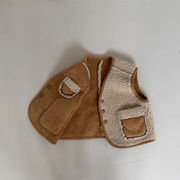 秋冬新作 韓国子供服ベスト コート両面穿 可愛い カシミヤ レトロ ボアベスト