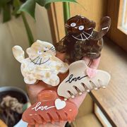 猫ヘアクリップ　8.6cm　バンスクリップ　デイリー　韓国アクセ
