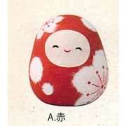 【新登場！梅モチーフ花笑みシリーズ！福を招く縁起物】(新)ちぎり和紙 花笑みだるま(2色) 赤