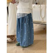 2025春夏子供服 シンプル 花柄 ロングパンツ 韓国風子供服 ボトムス デニムパンツ ジーンズ [90~150cm]