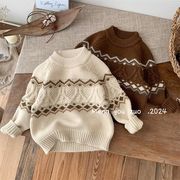 2024秋冬新作 子供服幾何学柄セーター厚手トップス