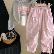 2025春新作 韓国ファッション女の子英字柄ベスト＆トレーナー＆スウェットパンツカーゴパンツ