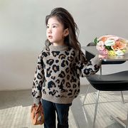 2024秋冬 厚手豹柄ニットセーター