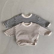 【春秋新作】韓国風子供服 ベビー服 キッズ 男女兼用 ボーダー柄 長袖 トップス Tシャツ
