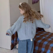 HLL☆2024秋冬おしゃれ無地丸襟ニットセーター