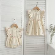 2025春夏子供服 シンプル 花柄 ワンピース&ロンパース 姉妹服 韓国風ベビー服 連体服