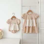 2025春夏子供服 シンプル 花柄 ワンピース&ロンパース 姉妹服 韓国風ベビー服 連体服