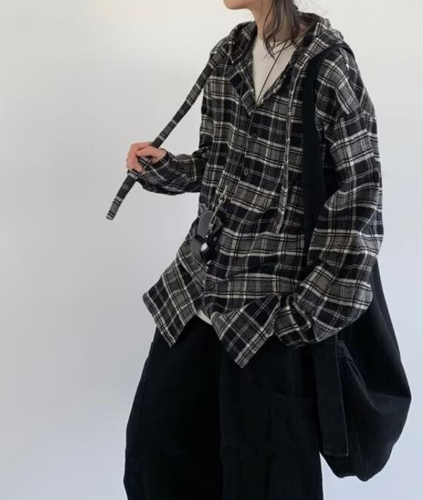 春秋新作 メンズ 男 トップス 長袖 チェック柄 シャツ ブラウス コート アウター カーディガン