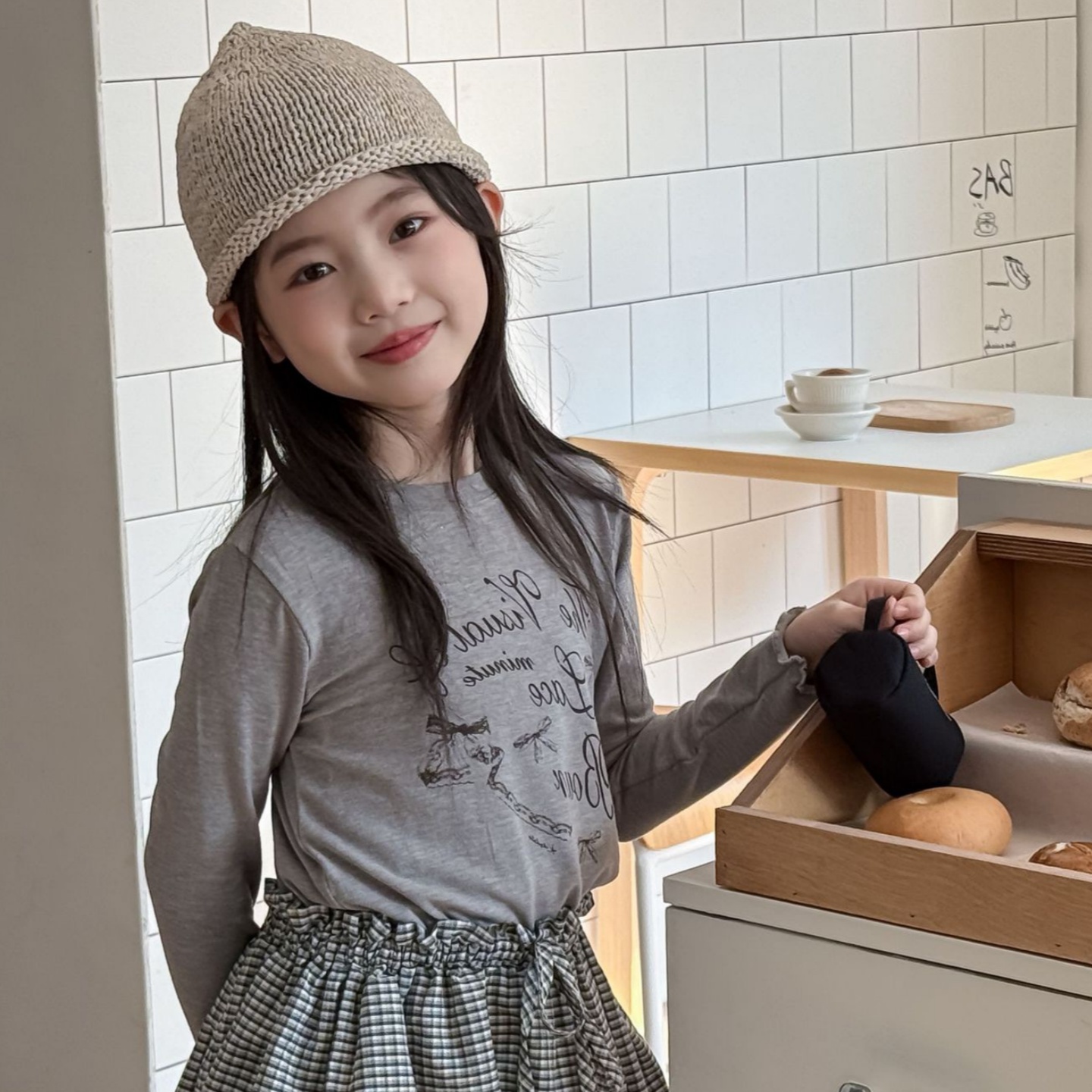 ジュニア服 100~160cm キッズTシャツ リボンロゴT 長袖 韓国キッズ服