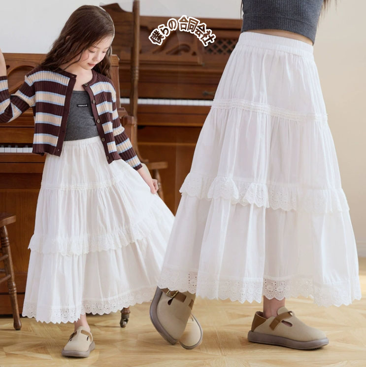 子供服 2025年新作 スカート 韓国キッズ服 ロング丈スカート ボトムス 110cm-160cm