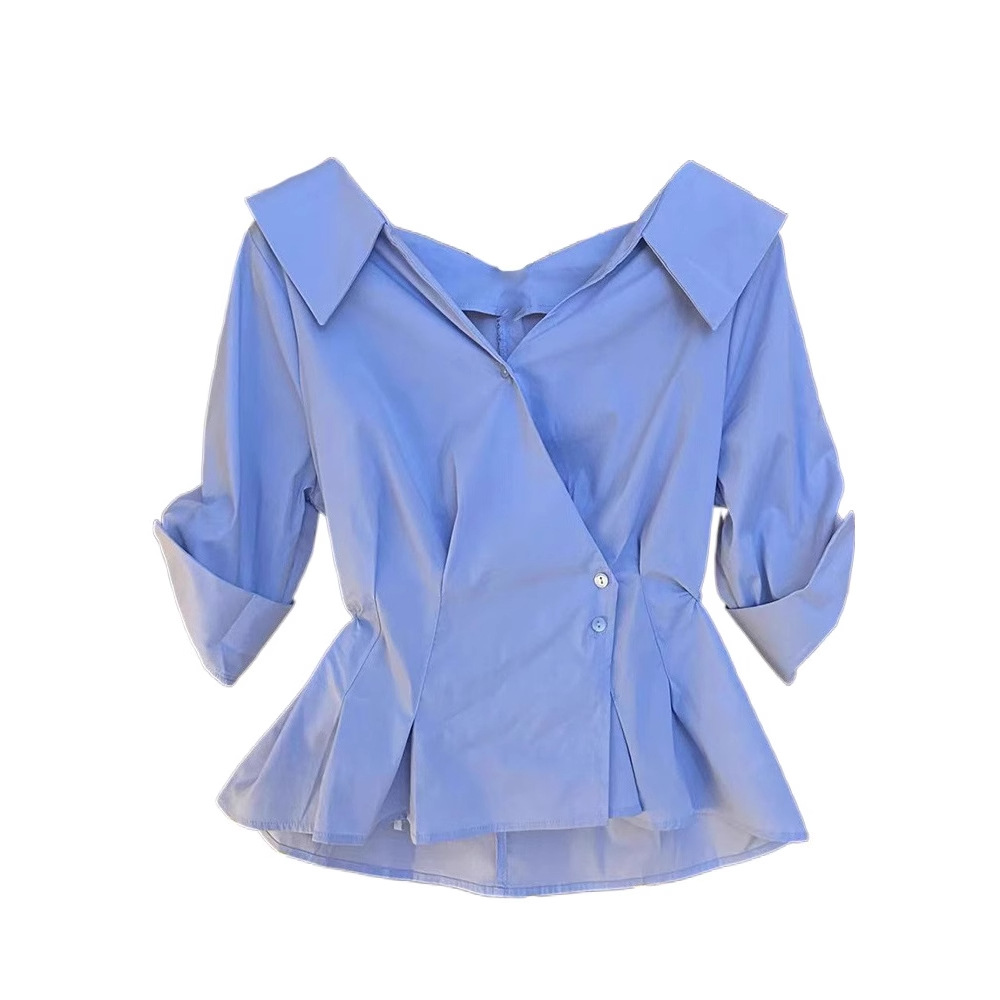 韓国人気ファション五分袖ブラウスシャツレディース通学通勤新作