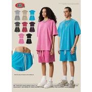 メンズ ビンテージ風 半袖 Tシャツ 男女兼用 ショートパンツ セットアップ 2025新作 春夏★全8色