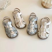 2025夏新作 韓国風女児用ソフトサンダル 編みこみビーチサンダル