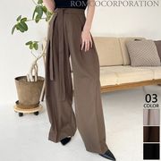 【2025新作商品♪】ウエストリボンタックワイドパンツ