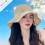 2025夏新作 子供用 麦わら帽子 花柄 小顔効果 草編み 紫外線対策 折りたたみ可能