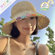 2025夏新作 花柄 麦わら帽子 小顔効果 草編み 紫外線対策 折りたたみ可能