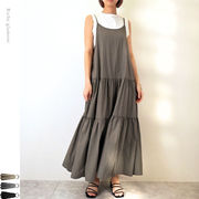 ▽SALE▽ナイロンタフタ　ティアード　キャミ　ワンピース(32538)