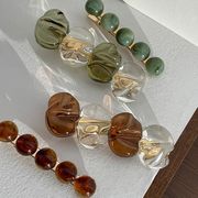 レトロ風アクリルクリスタルストレートクリップ 後頭部ヘアピン サイドピン ヘアアクセサリー