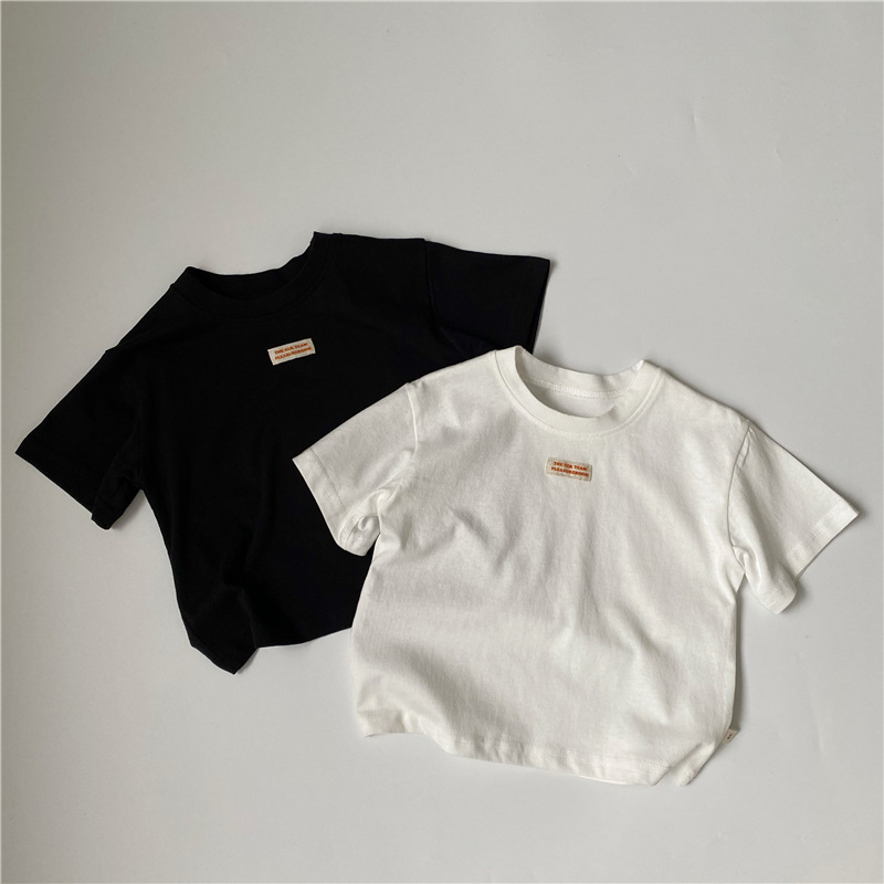 全2色[80-130cm] 女の子男の子 半袖Tシャツ 韓国風 シンプルなトップス  カットソー 春夏 キッズ 子供服