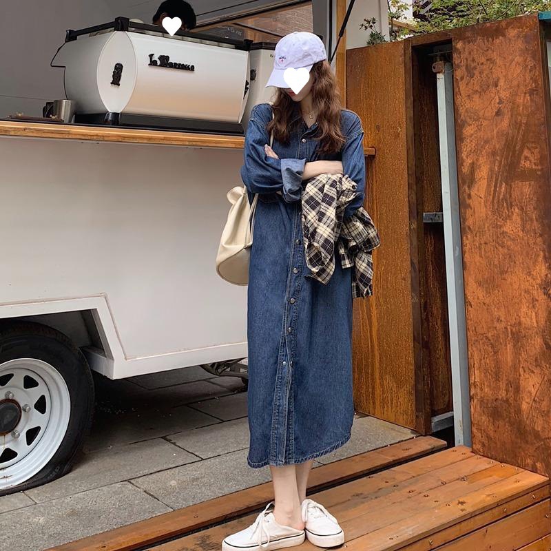 シャツワンピース デニム レディース デニムワンピース ロング