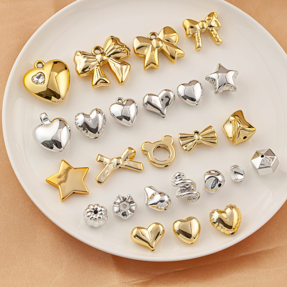アクセサリーパーツ リボン ハンドメイド 樹脂パーツ スペーサー ビーズ ピアス部品 ハート 球 スター 変形