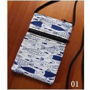 和柄コットン スマホショルダーバッグ